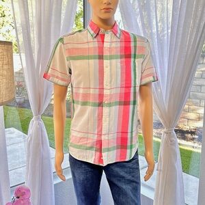 Plaid Short Sleeve Casual Button Down Shirt Men's Size M Medium Your Neighbors